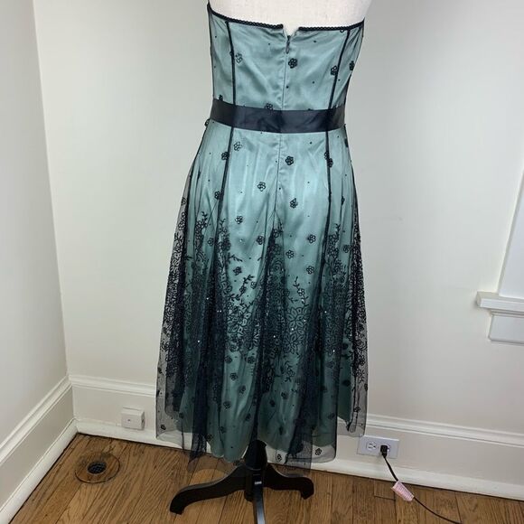 Adrianna Papell Strapless Green/Blk Cocktail Dress - Picture 5 of 8